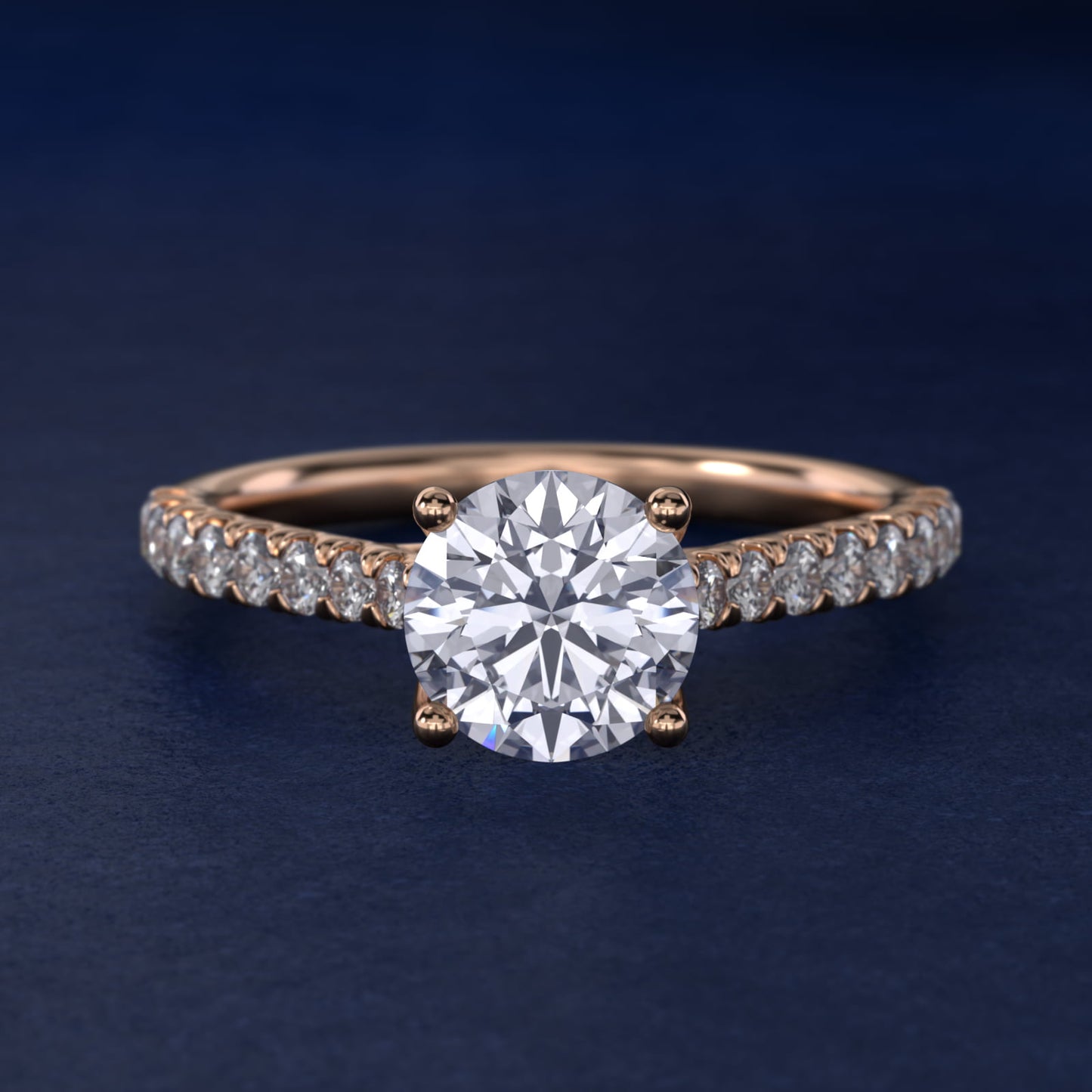 Modern Trellis Diamond Engagement Ring in 14K Rose Gold - Round Center