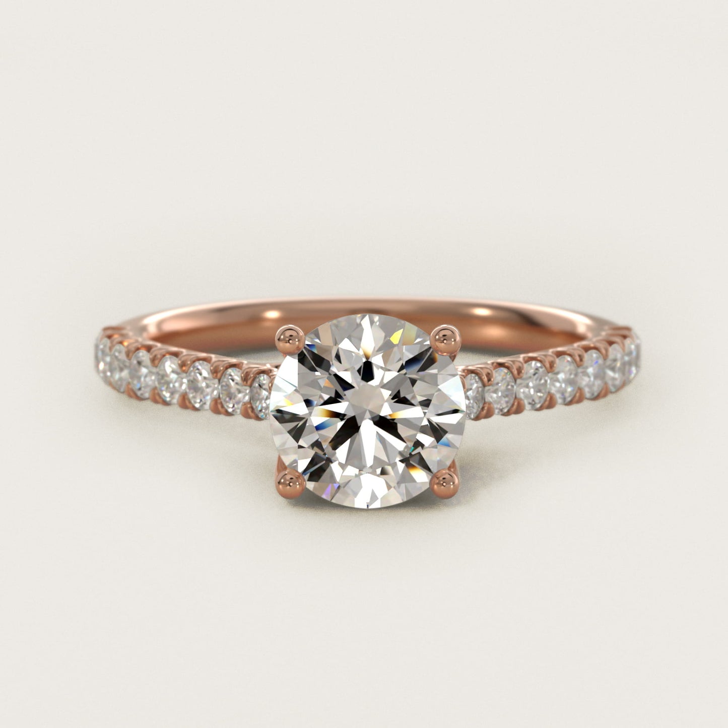 Modern Trellis Diamond Engagement Ring in 14K Rose Gold - Round Center