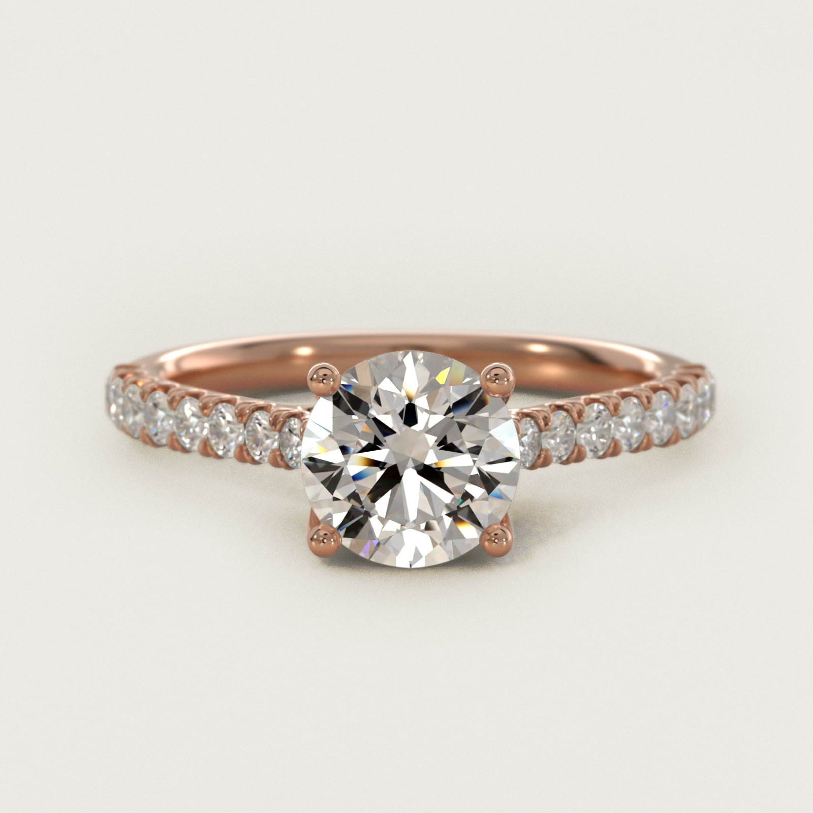 Modern Trellis Diamond Engagement Ring in 14K Rose Gold - Round Center