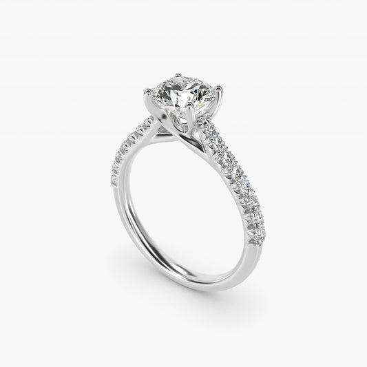 Modern Trellis Diamond Engagement Ring in 14k White Gold - Round Center