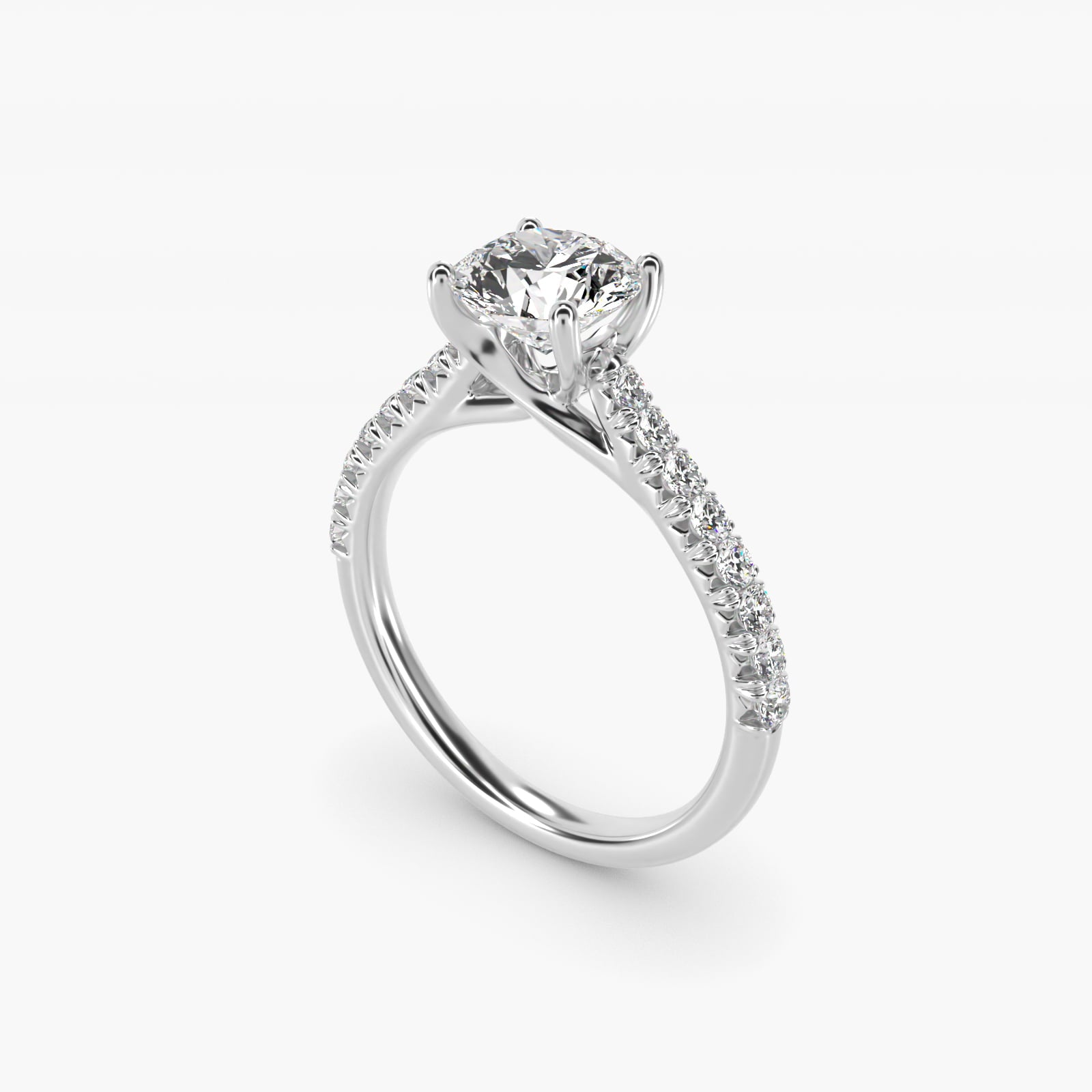 Modern Trellis Diamond Engagement Ring in 18k White Gold - Round Center