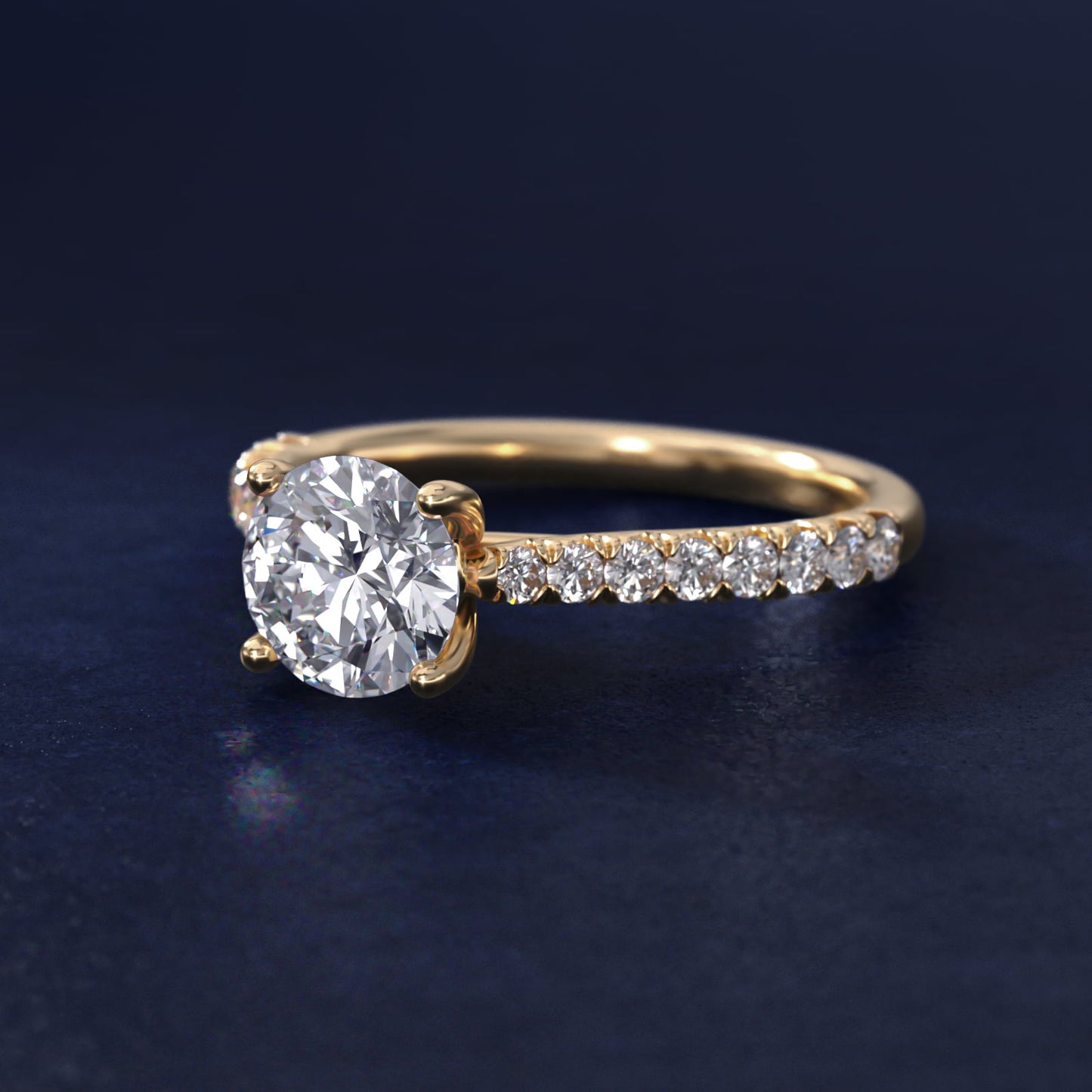 Modern Trellis Diamond Engagement Ring in 18k Yellow Gold - Round Center