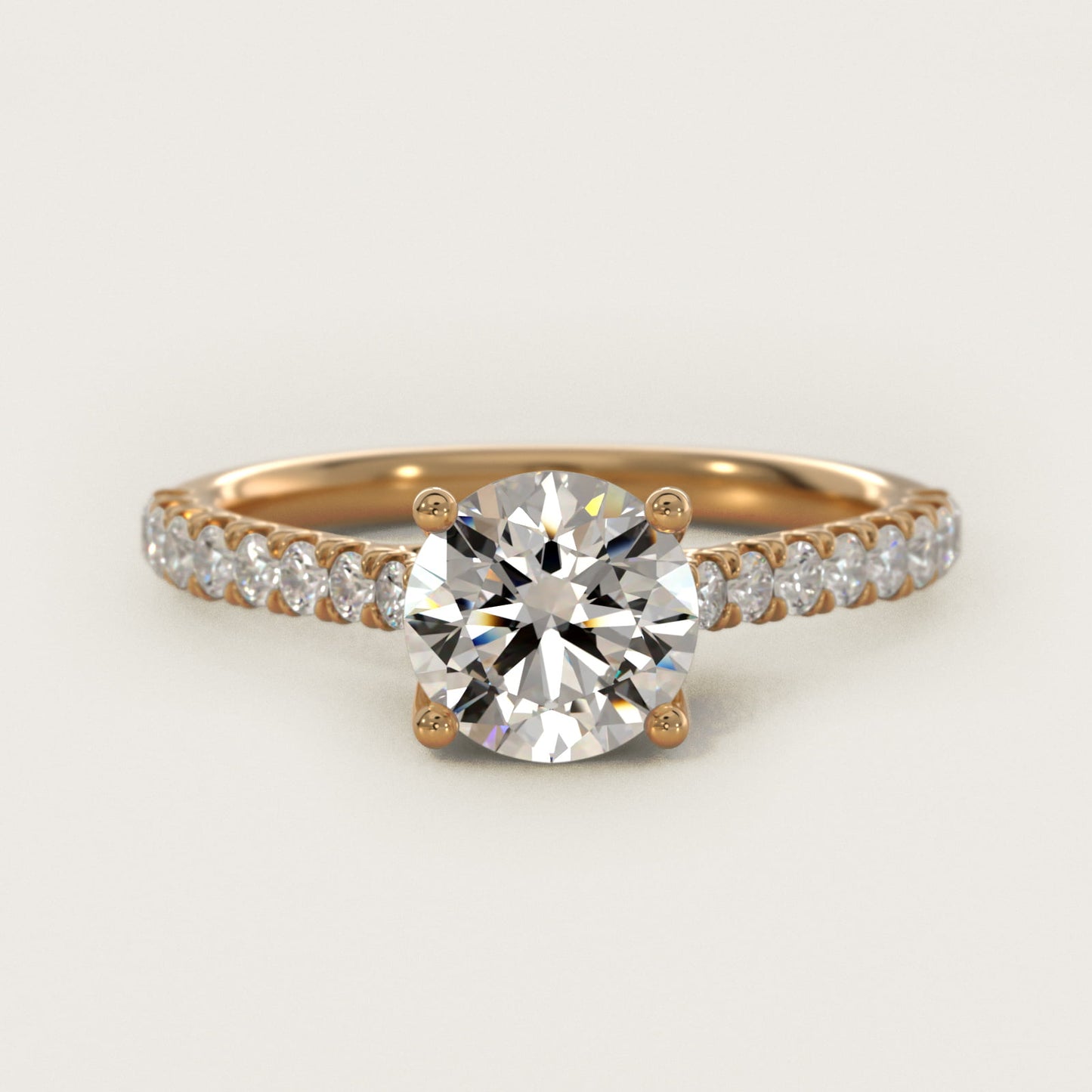 Modern Trellis Diamond Engagement Ring in 14k Yellow Gold - Round Center
