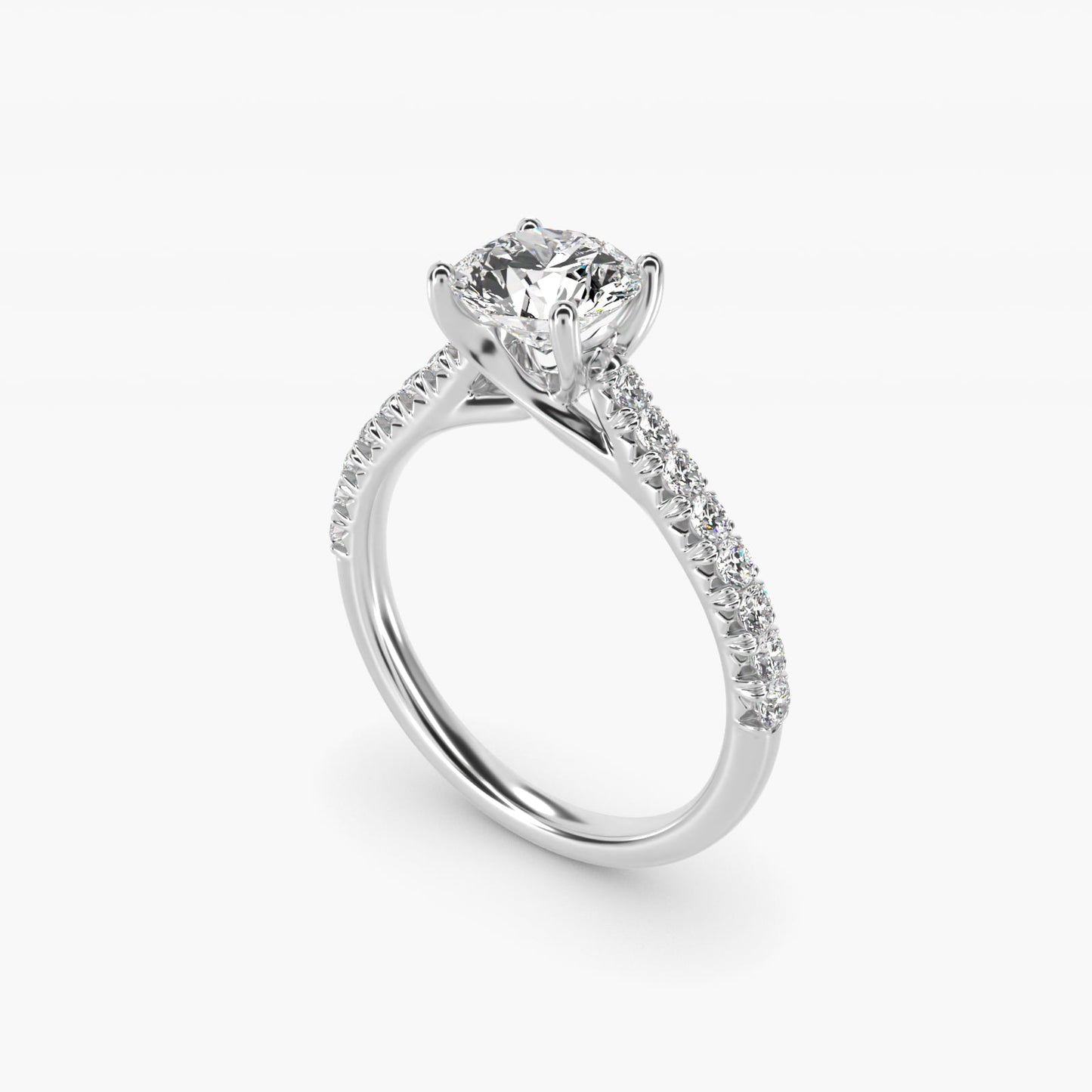 Modern Trellis Diamond Engagement Ring in Platinum - Round Center