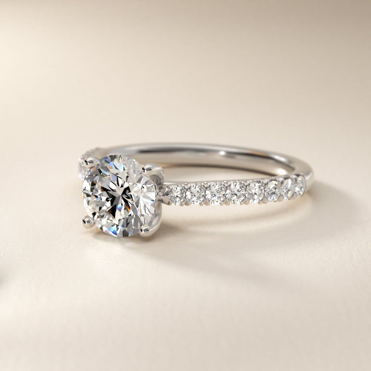 Modern Trellis Diamond Engagement Ring in Platinum - Round Center