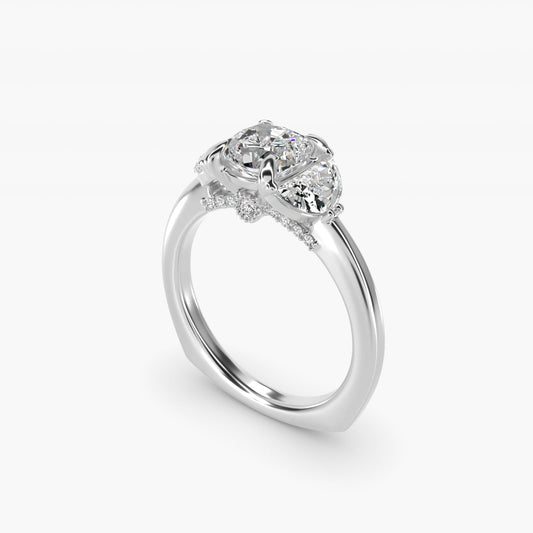 Moon Three Stone Engagement Ring in 14K White Gold (5/8 ct. tw.) By Bella Vaughan - Cushion Center