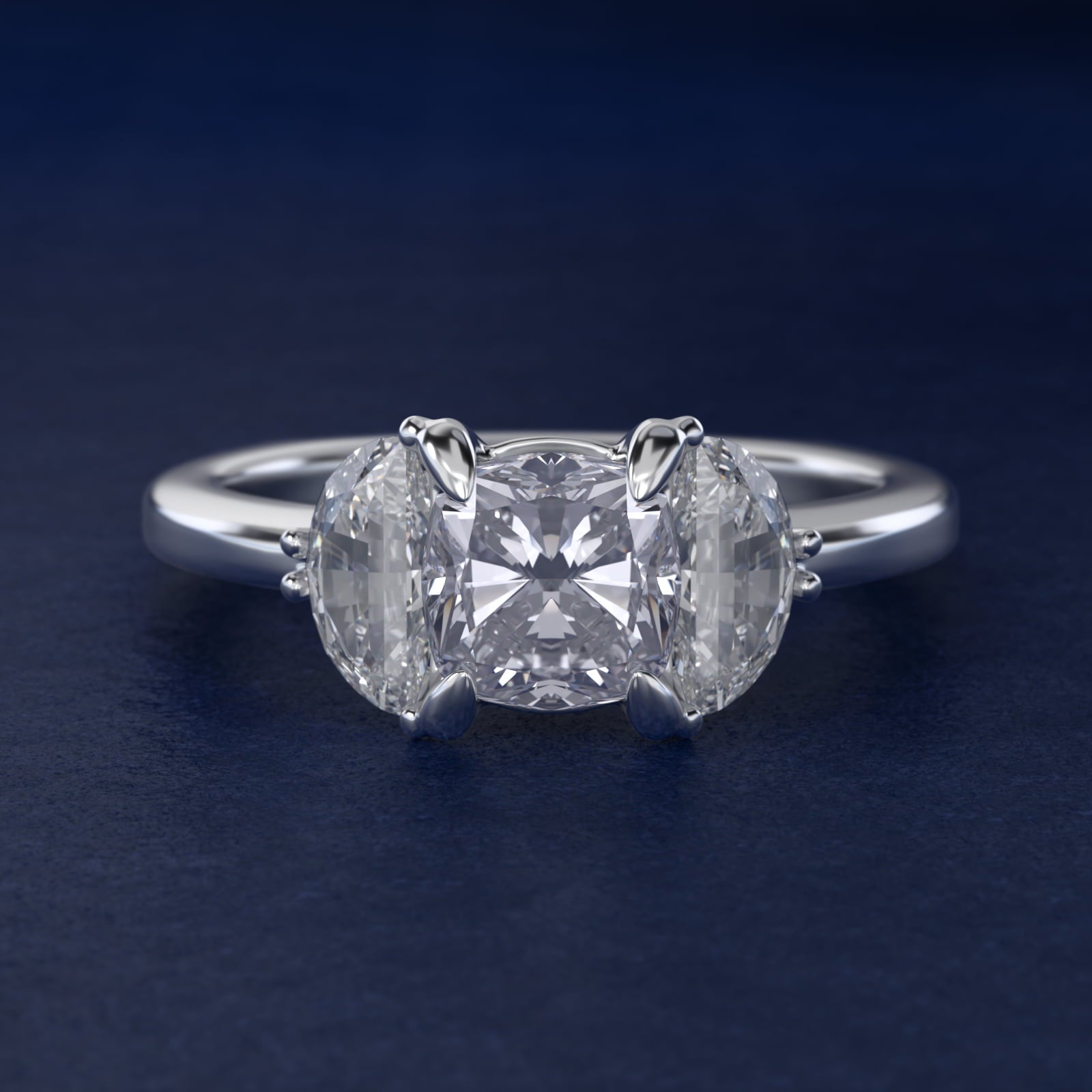 Moon Three Stone Engagement Ring in 14K White Gold (5/8 ct. tw.) By Bella Vaughan - Cushion Center