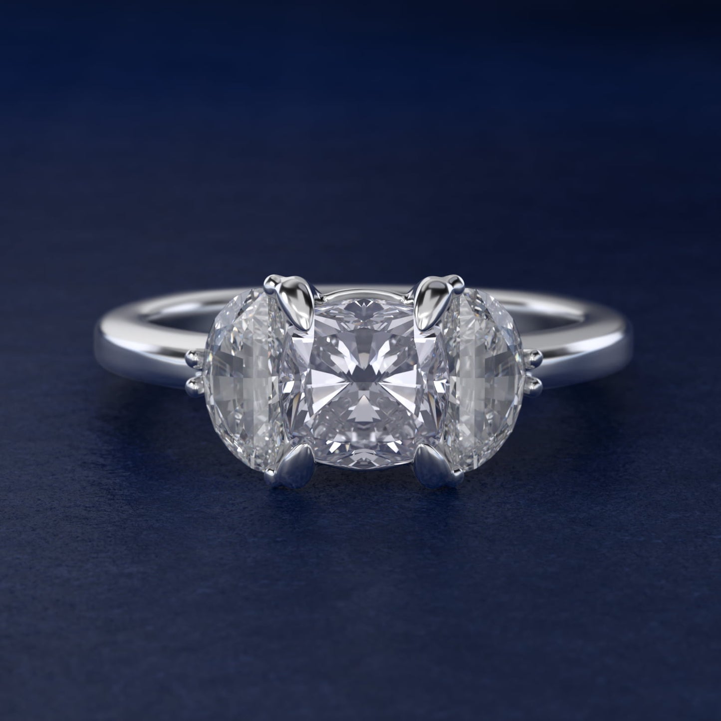Moon Three Stone Engagement Ring in 18k White Gold (5/8 ct. tw.) By Bella Vaughan - Cushion Center
