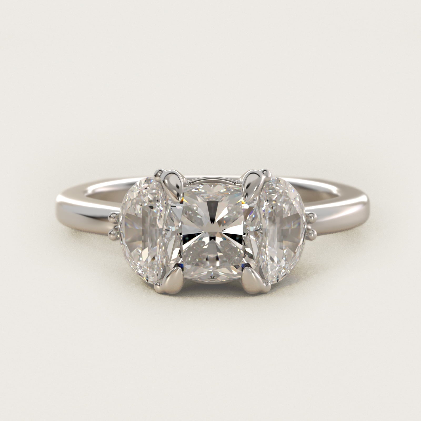 Moon Three Stone Engagement Ring in 14K White Gold (5/8 ct. tw.) By Bella Vaughan - Cushion Center