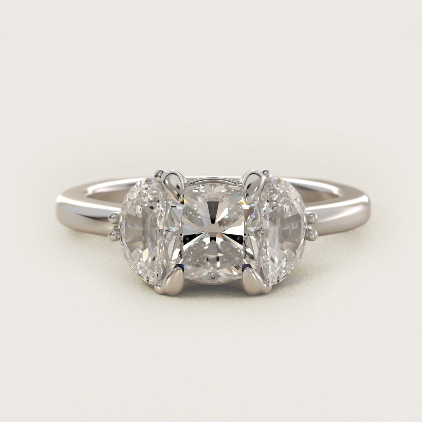 Moon Three Stone Engagement Ring in Platinum (5/8 ct. tw.) By Bella Vaughan - Cushion Center