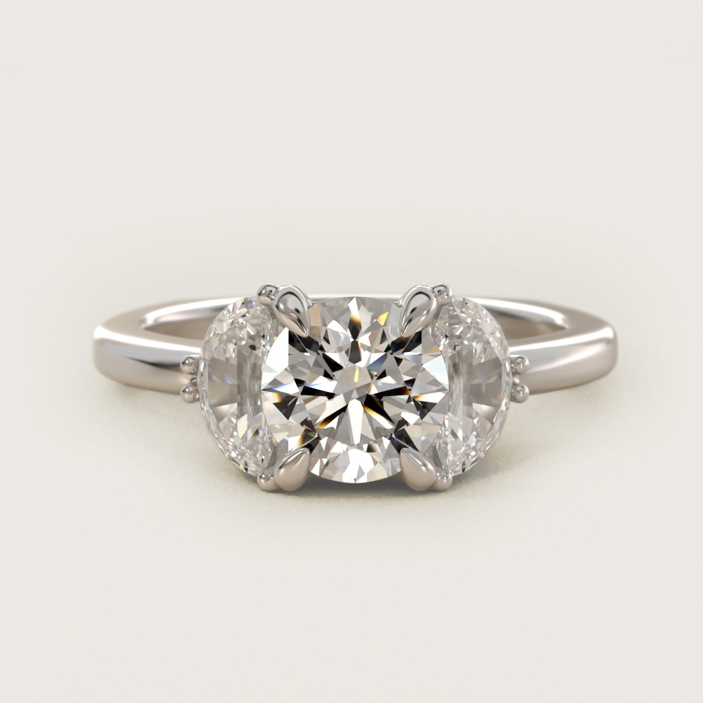 Moon Three Stone Engagement Ring in Platinum (5/8 ct. tw.) By Bella Vaughan - Round Center