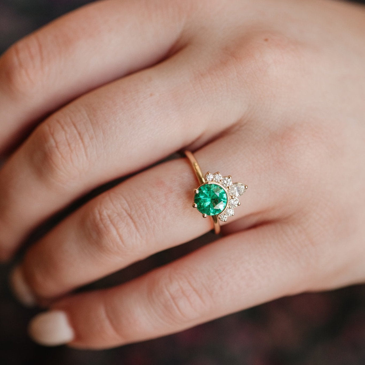 The Athena Round Emerald Ring