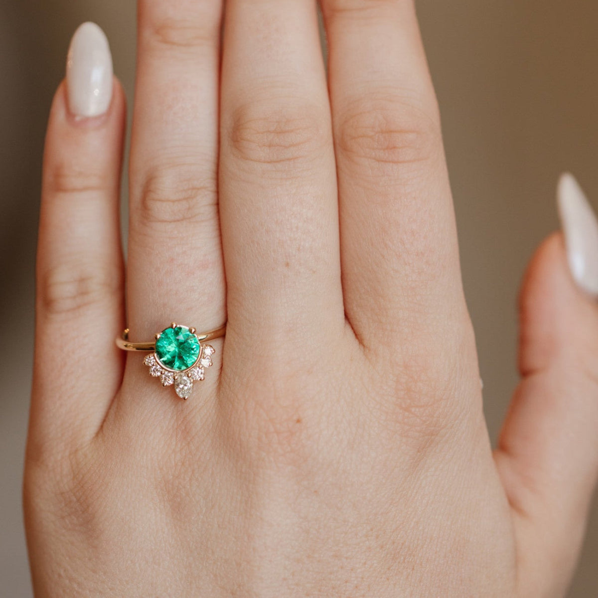 The Athena Round Emerald Ring