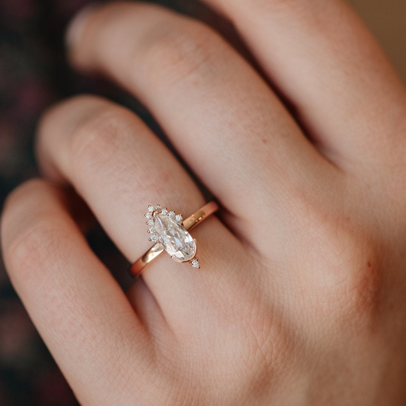 The Astaire Elongated Pear Diamond Ring