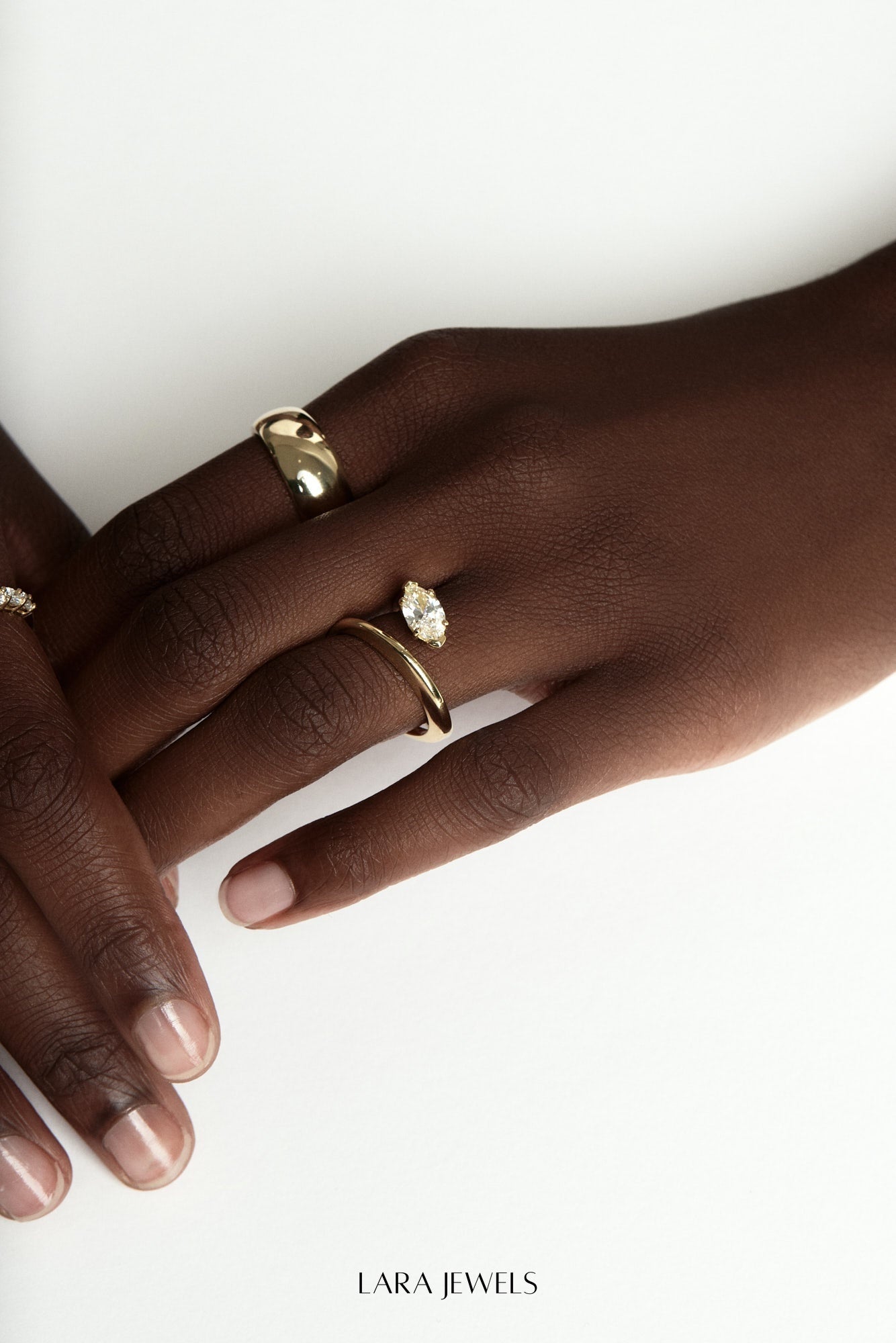 Natasha East West Marquise Diamond Wrap Ring 18K Gold - Side view
