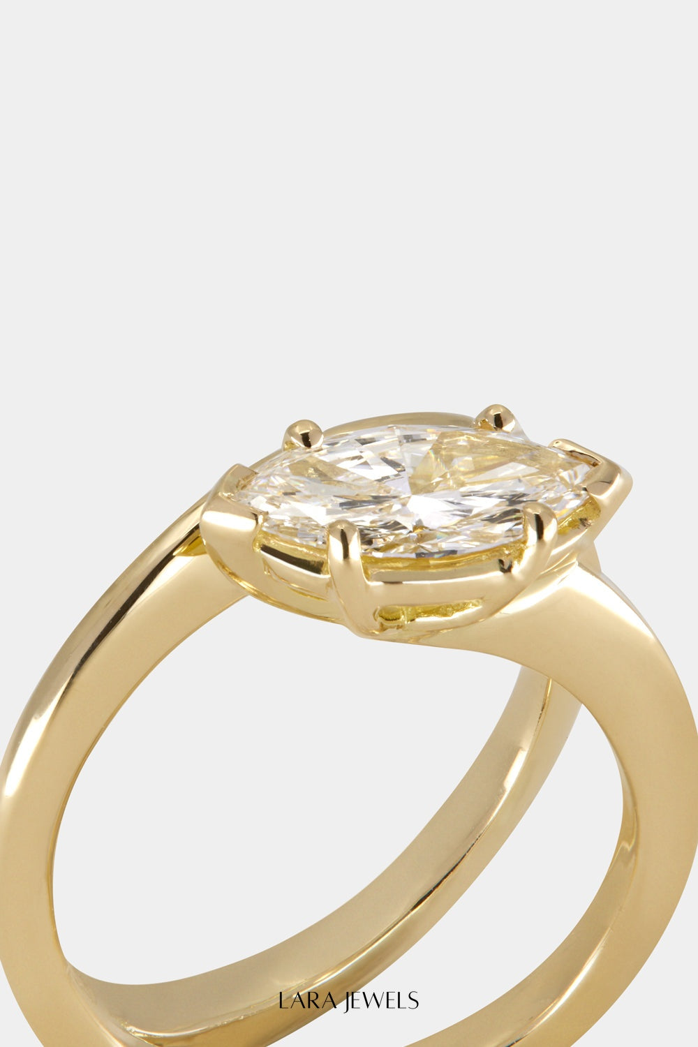 Natasha East West Marquise Diamond Wrap Ring 18K Gold - Back view
