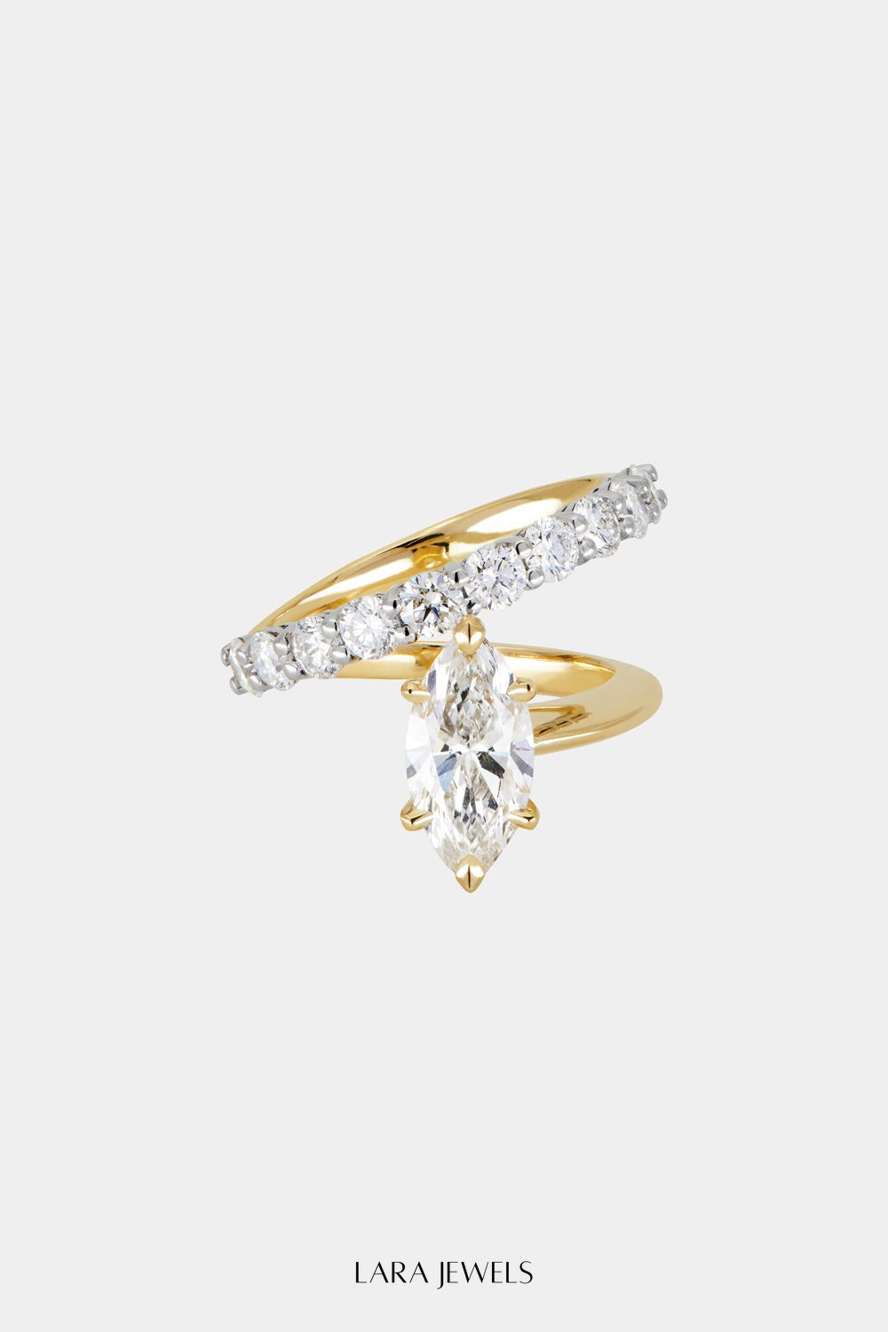 Natasha Marquise Diamond Wrap Ring 18K Gold - Front view
