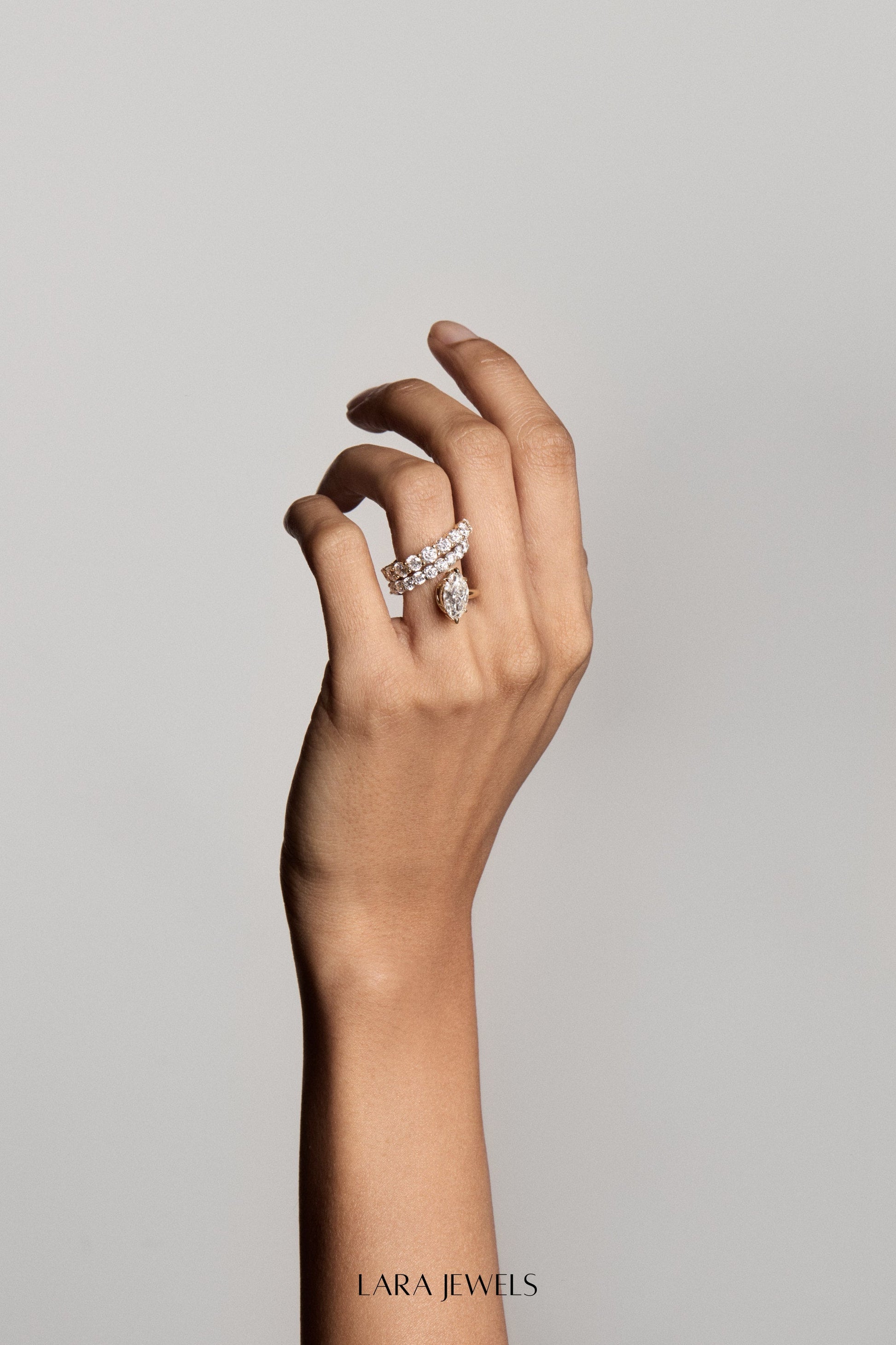 Natasha Marquise Diamond Wrap Ring 18K Gold - Side view