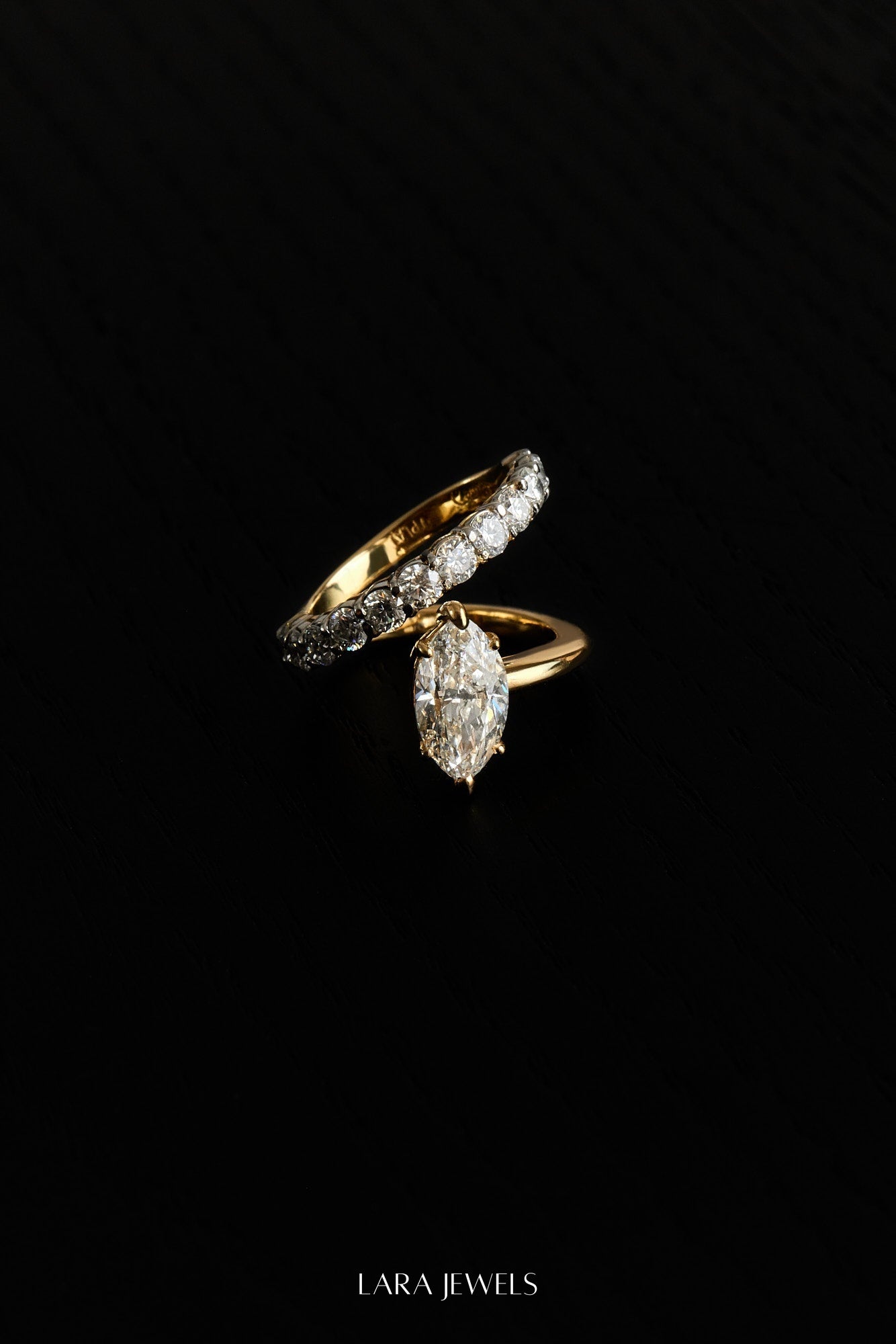 Natasha Marquise Diamond Wrap Ring 18K Gold - Back view