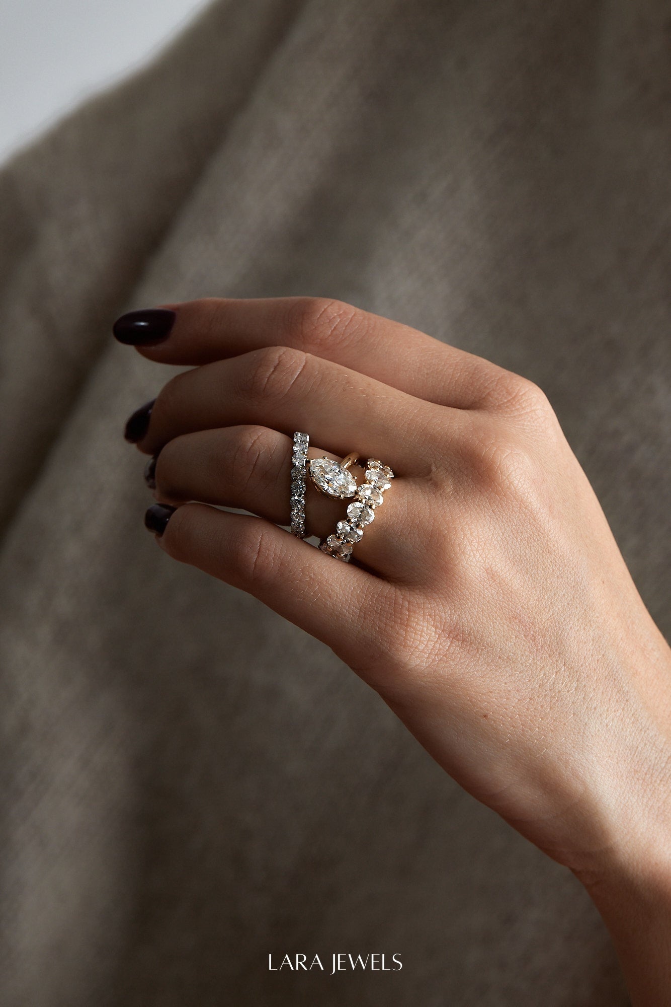 Natasha Marquise Diamond Wrap Ring 18K Gold - On model