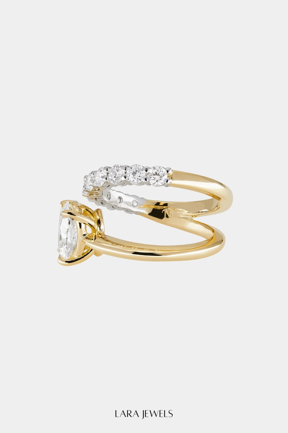Natasha Oval Diamond Wrap Ring 18K Gold - Lifestyle