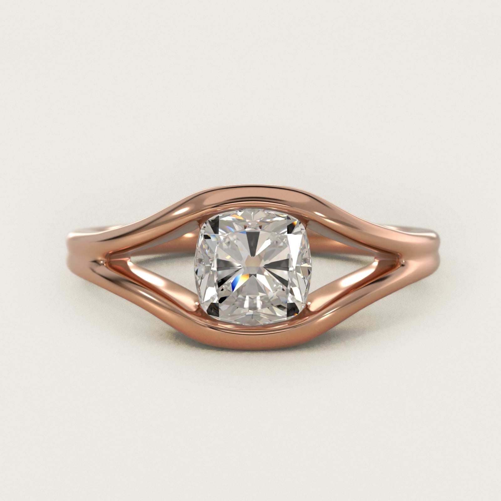 Oculus Solitaire Engagement Ring In 14K Rose Gold By James Allen - Cushion Center