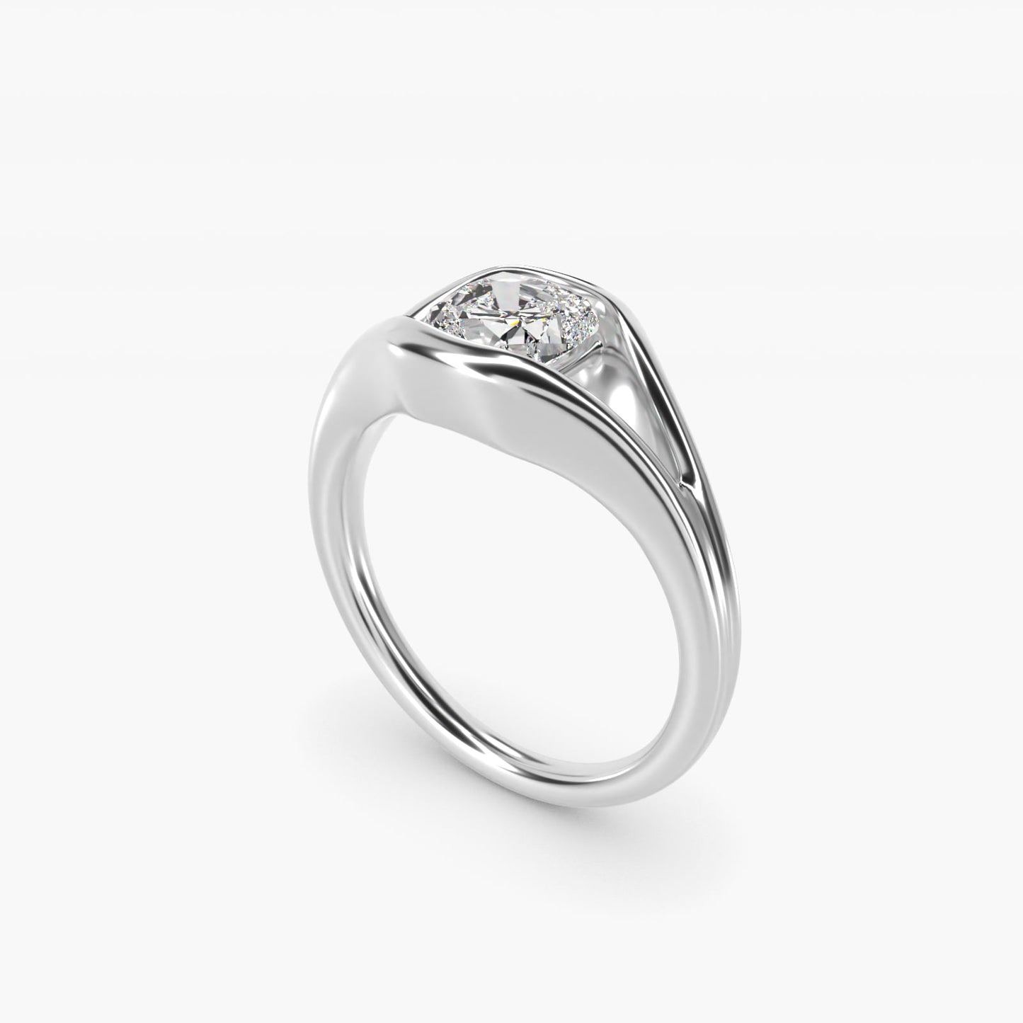 Oculus Solitaire Engagement Ring In 14K White Gold By James Allen - Cushion Center