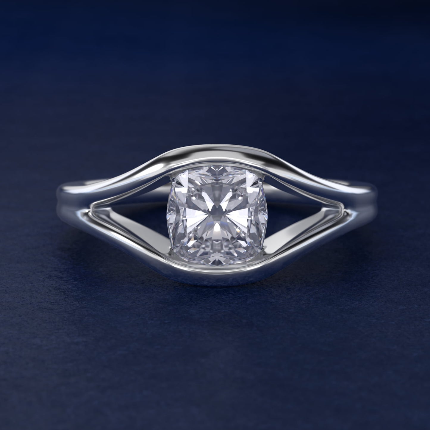 Oculus Solitaire Engagement Ring In 14K White Gold By James Allen - Cushion Center