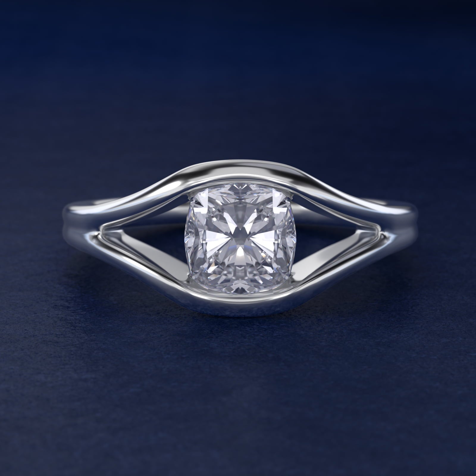 Oculus Solitaire Engagement Ring In 14K White Gold By James Allen - Cushion Center