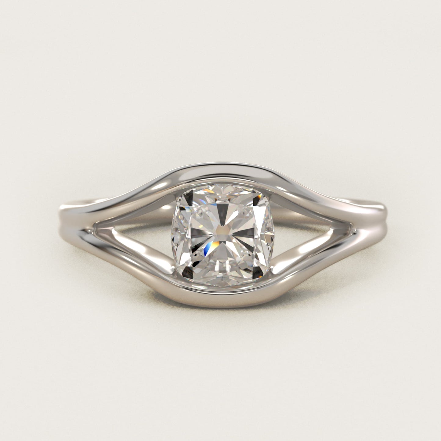 Oculus Solitaire Engagement Ring In 14K White Gold By James Allen - Cushion Center