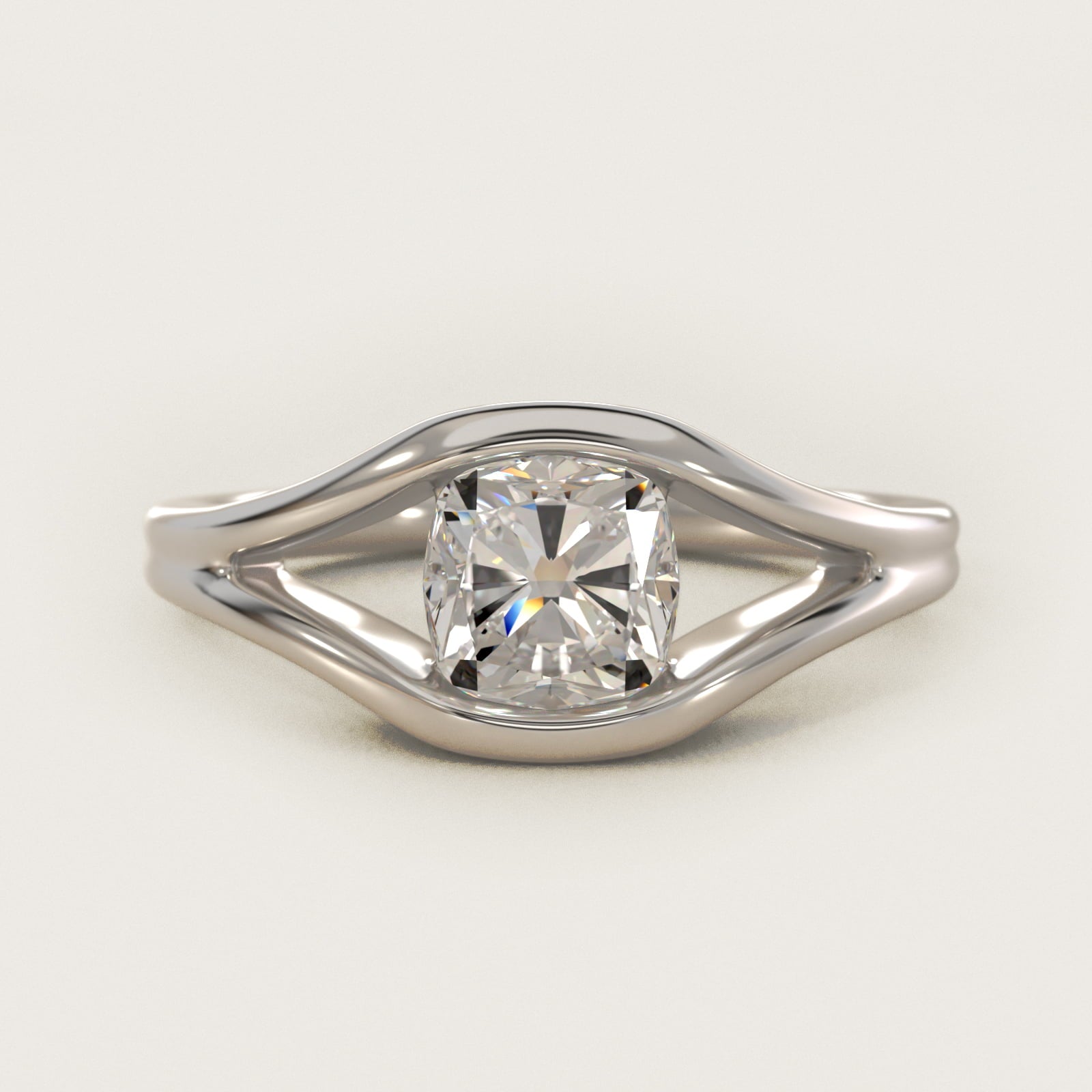 Oculus Solitaire Engagement Ring In 14K White Gold By James Allen - Cushion Center