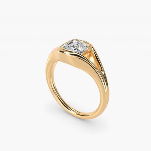 Oculus Solitaire Engagement Ring In 14K Yellow Gold By James Allen - Cushion Center