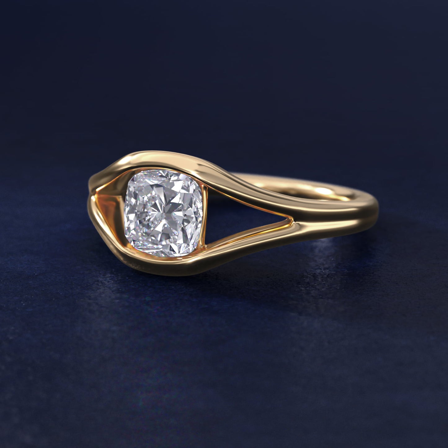 Oculus Solitaire Engagement Ring In 14K Yellow Gold By James Allen - Cushion Center