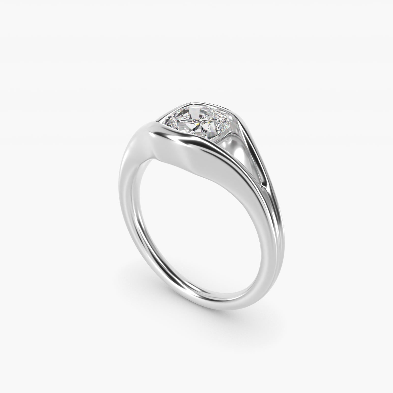 Oculus Solitaire Engagement Ring In Platinum By James Allen - Cushion Center