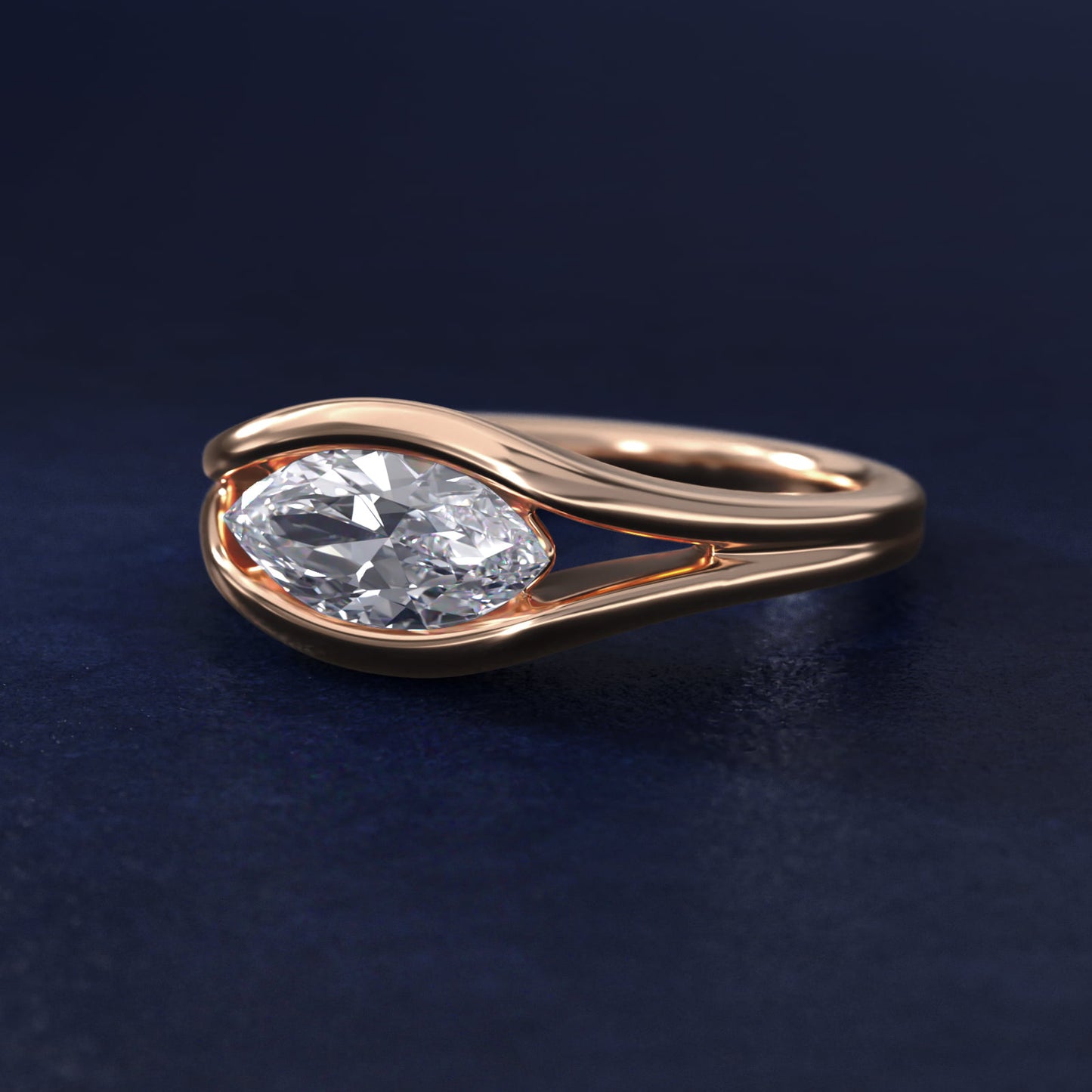 Oculus Solitaire Engagement Ring In 14K Rose Gold By James Allen - Marquise Center