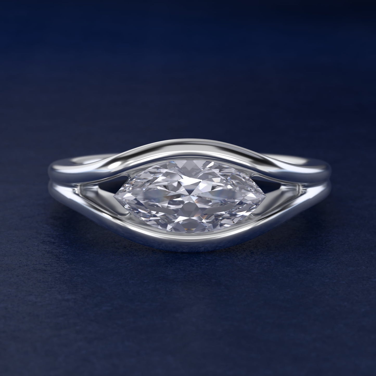 Oculus Solitaire Engagement Ring In 14K White Gold By James Allen - Marquise Center