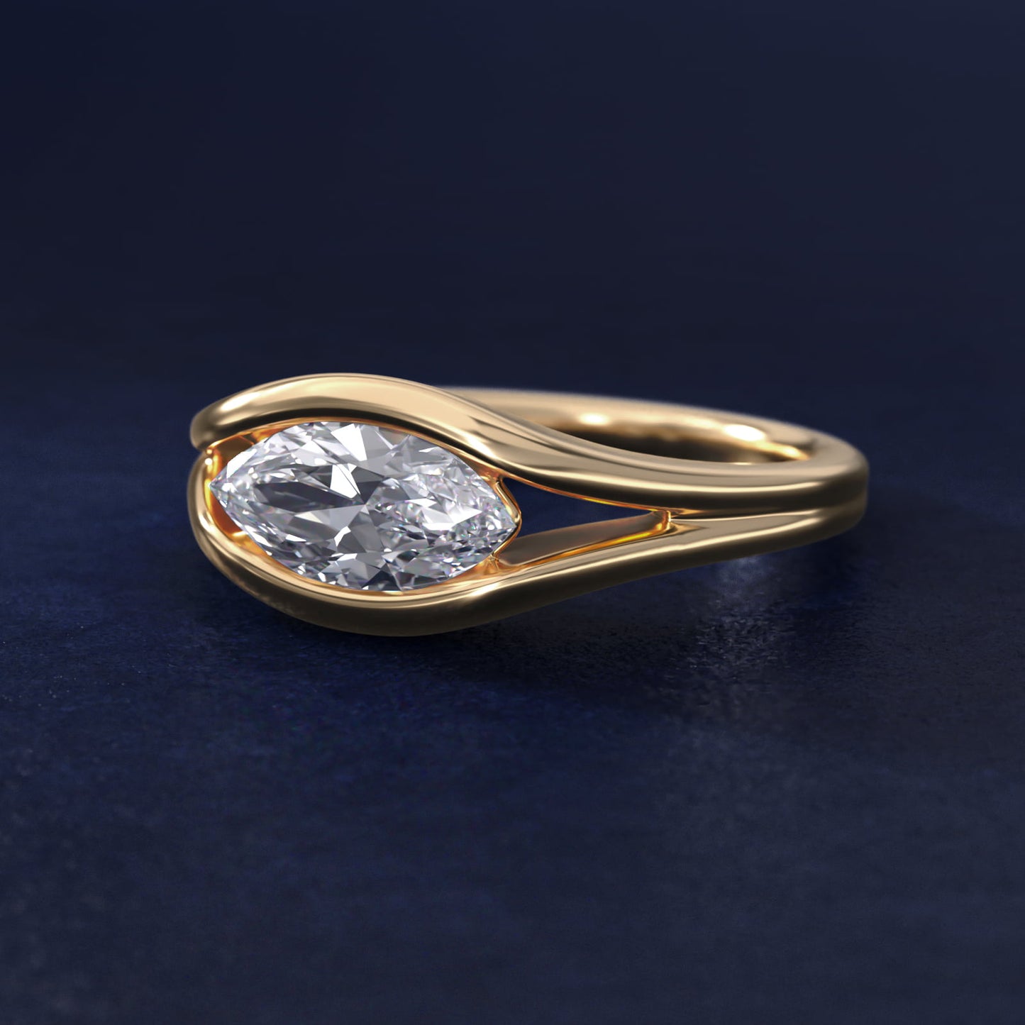 Oculus Solitaire Engagement Ring In 14K Yellow Gold By James Allen - Marquise Center