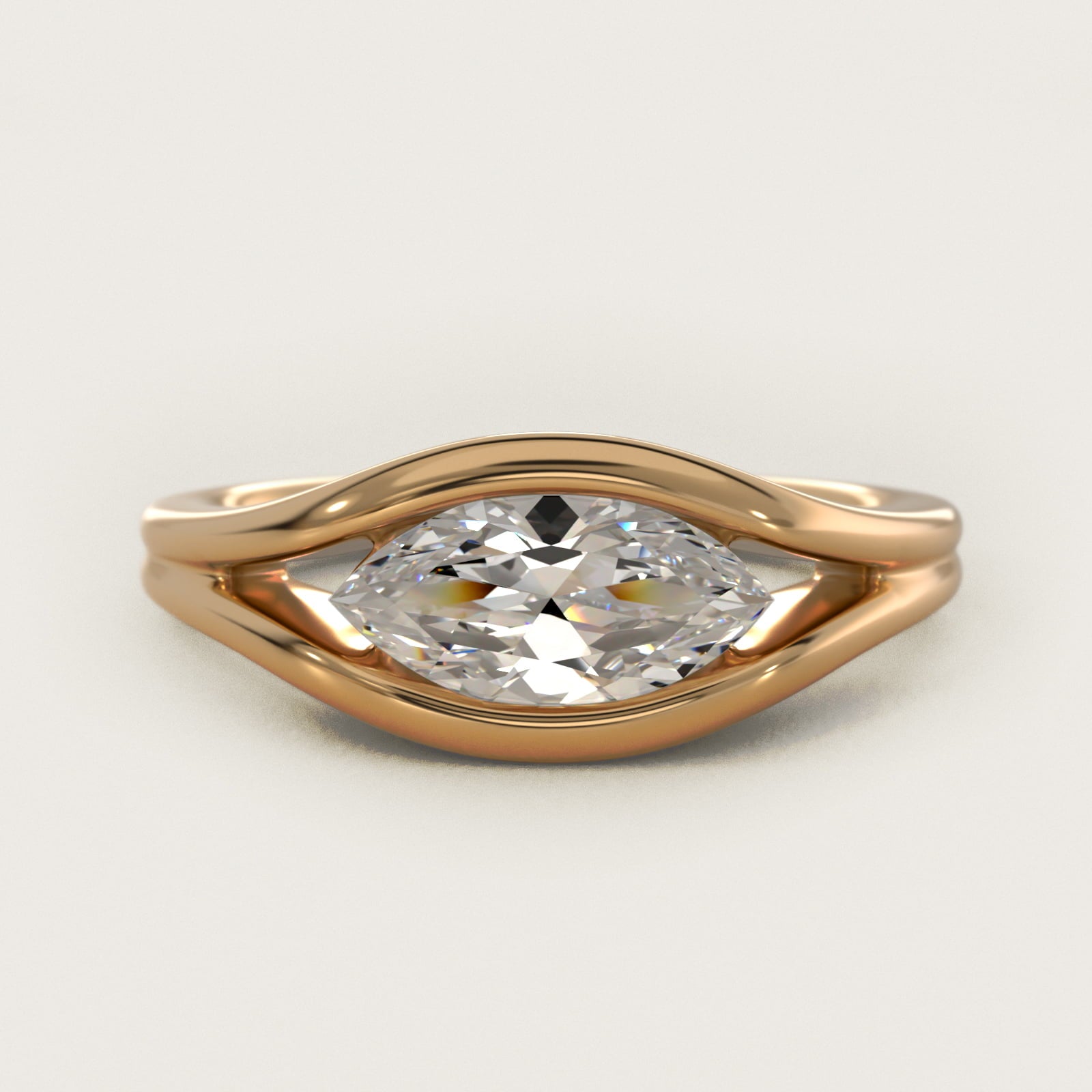 Oculus Solitaire Engagement Ring In 14K Yellow Gold By James Allen - Marquise Center