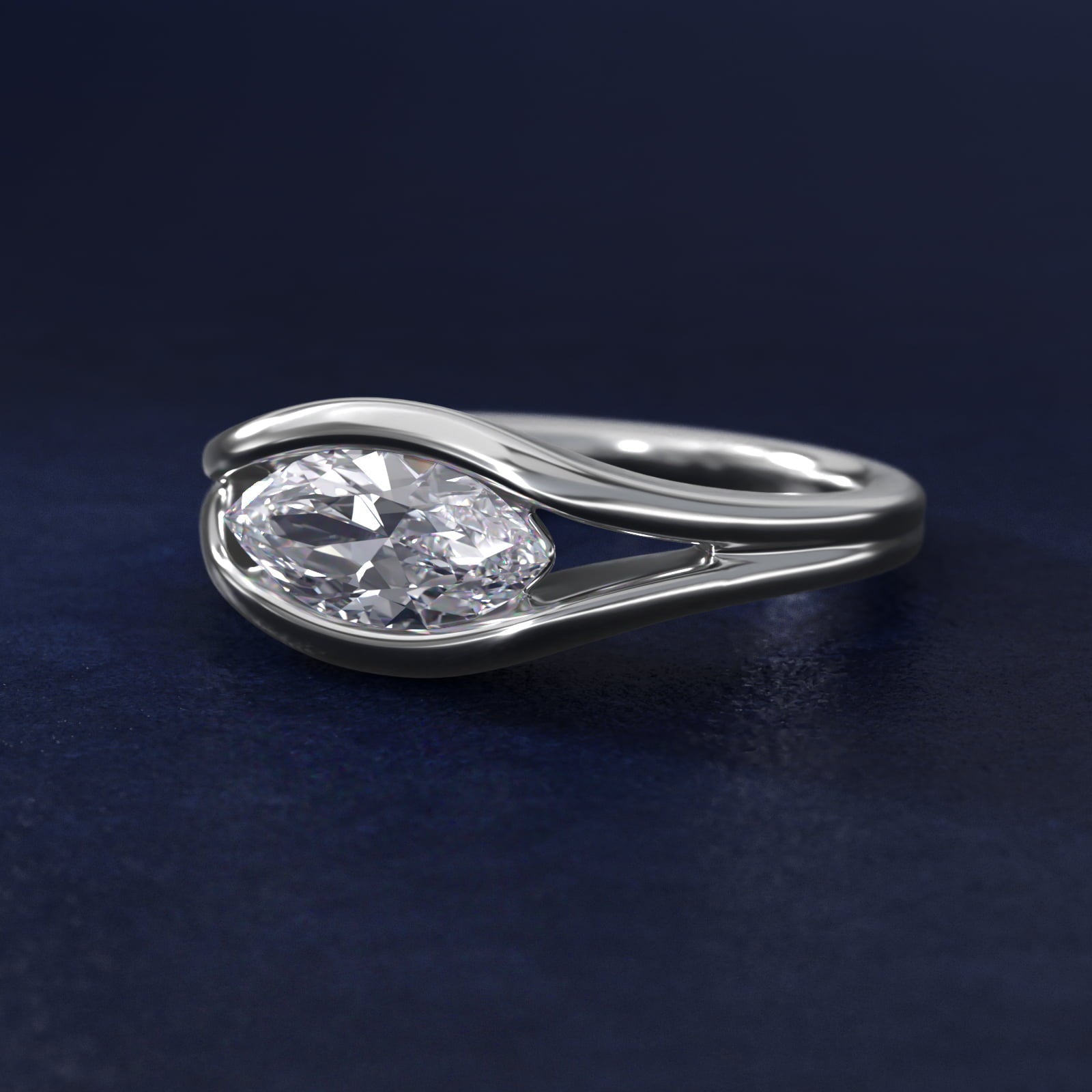 Oculus Solitaire Engagement Ring In Platinum By James Allen - Marquise Center