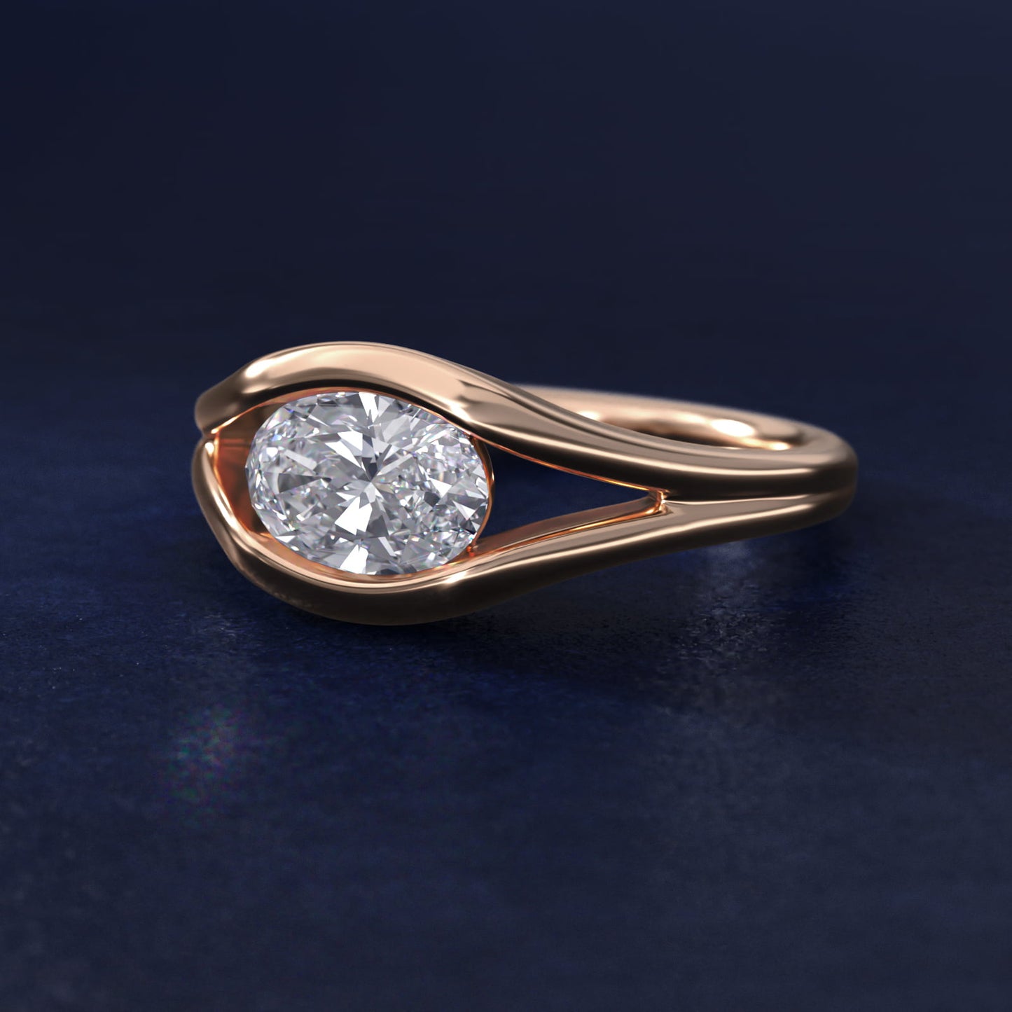 Oculus Solitaire Engagement Ring In 14K Rose Gold By James Allen - Oval Center