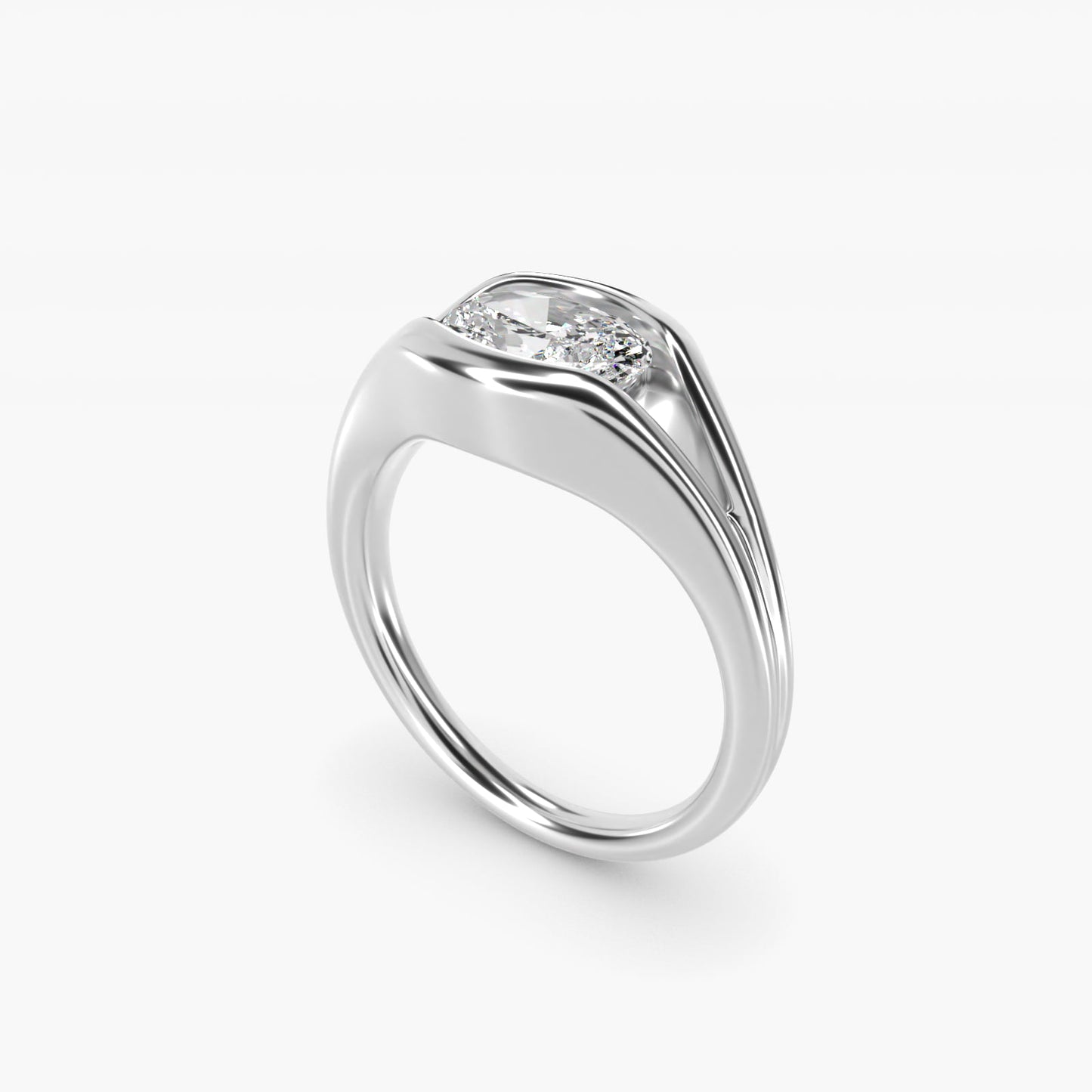 Oculus Solitaire Engagement Ring In 14K White Gold By James Allen - Oval Center