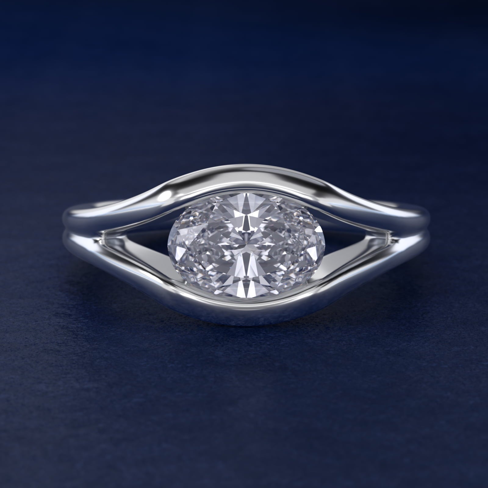 Oculus Solitaire Engagement Ring In 18k White Gold By James Allen - Oval Center