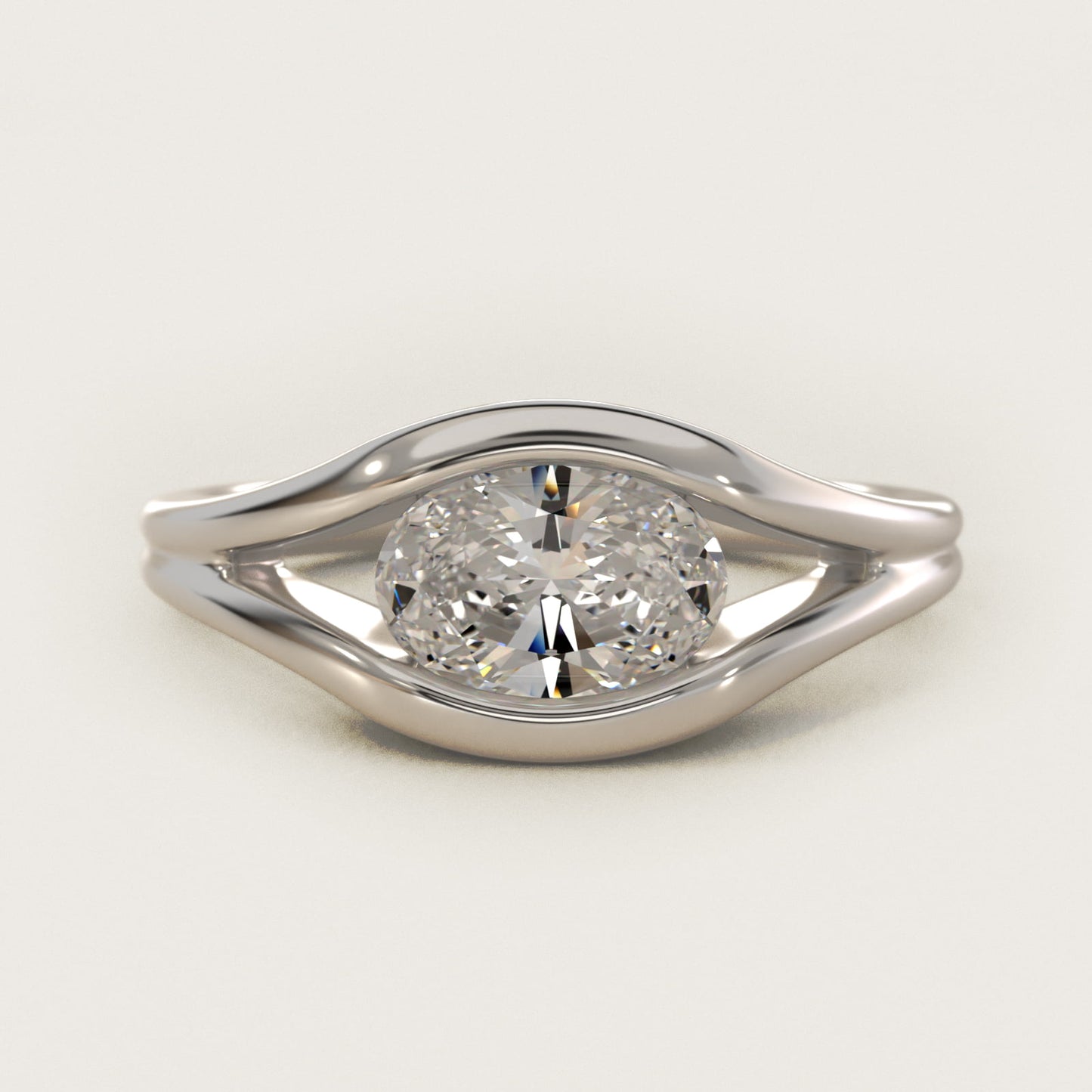 Oculus Solitaire Engagement Ring In 14K White Gold By James Allen - Oval Center