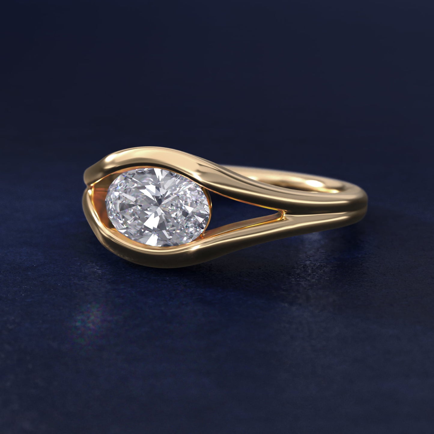 Oculus Solitaire Engagement Ring In 14K Yellow Gold By James Allen - Oval Center