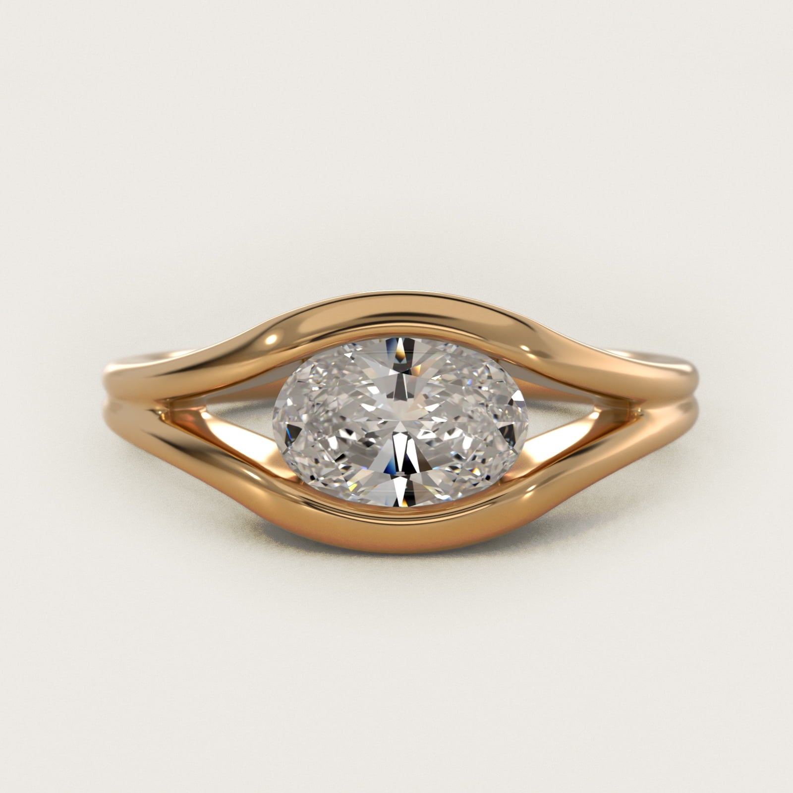 Oculus Solitaire Engagement Ring In 14K Yellow Gold By James Allen - Oval Center
