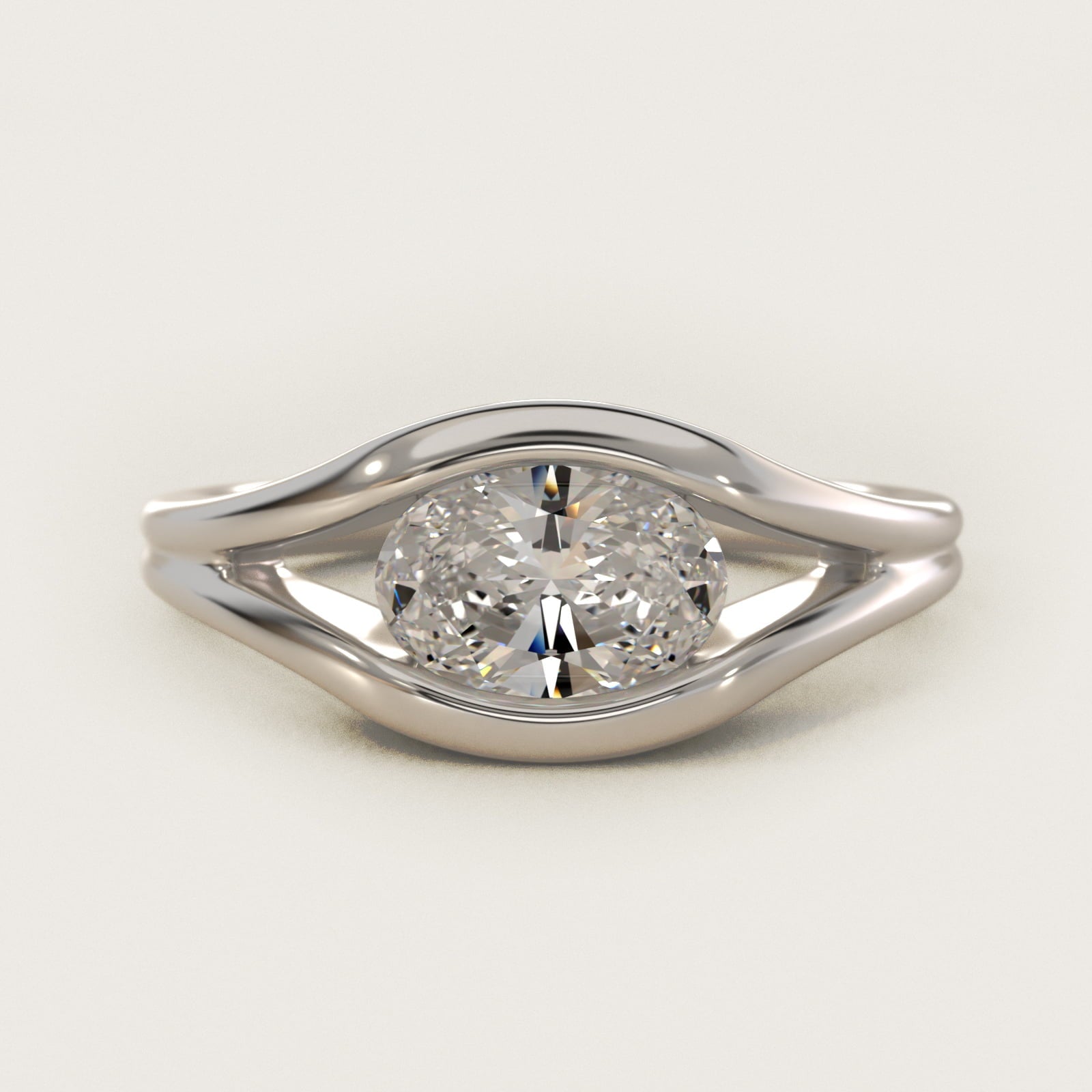 Oculus Solitaire Engagement Ring In Platinum By James Allen - Oval Center