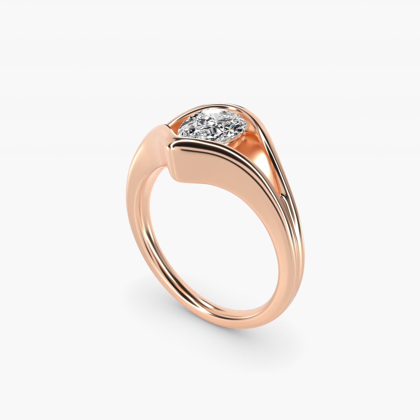 Oculus Solitaire Engagement Ring In 14K Rose Gold By James Allen - Pear Center