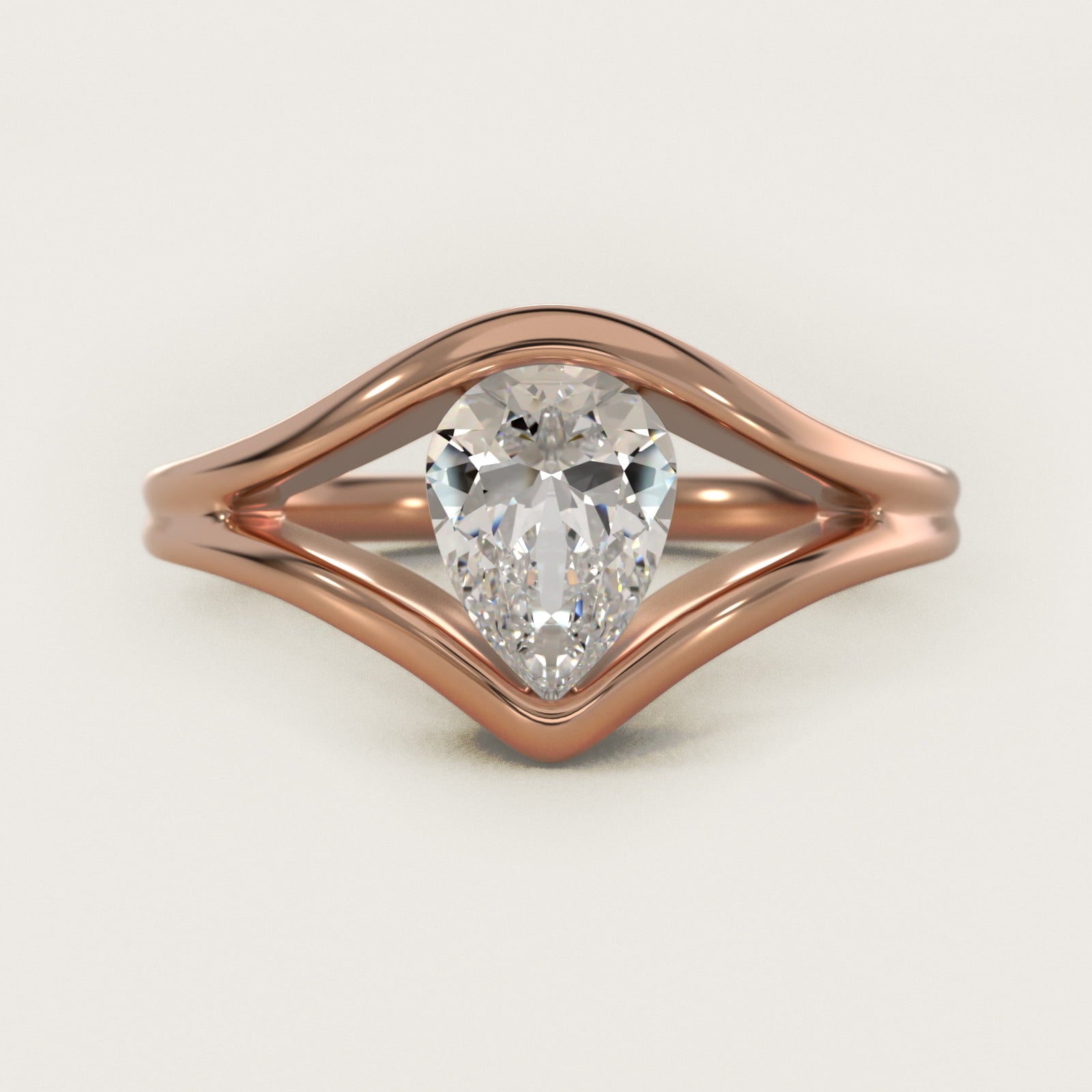 Oculus Solitaire Engagement Ring In 14K Rose Gold By James Allen - Pear Center