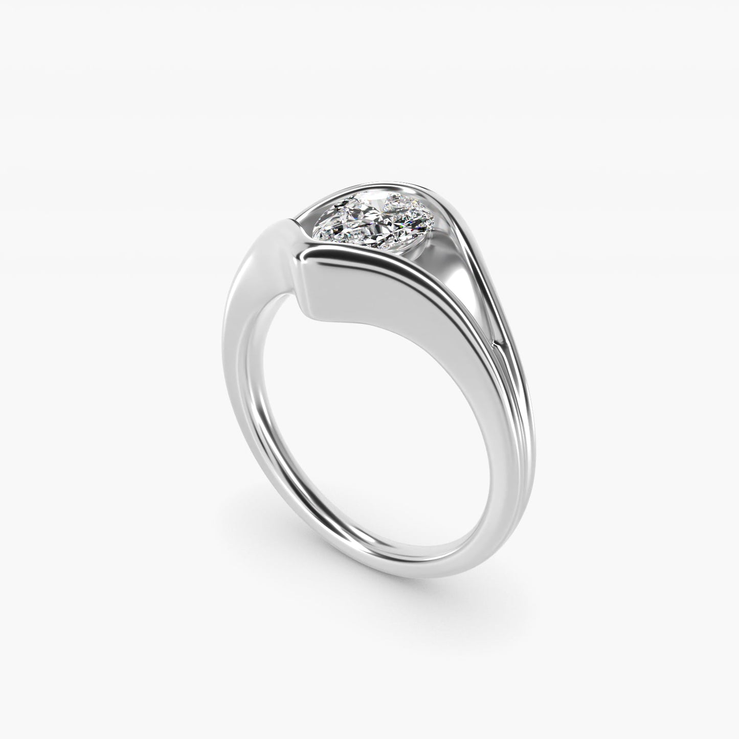 Oculus Solitaire Engagement Ring In 14K White Gold By James Allen - Pear Center