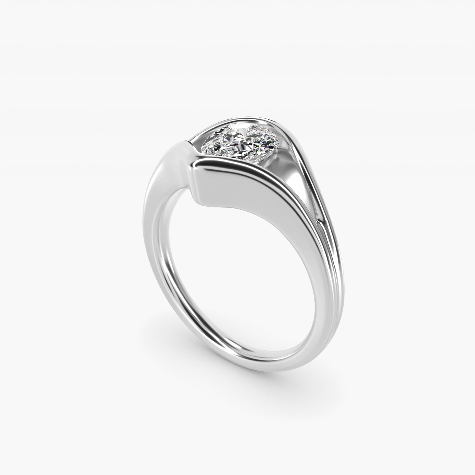 Oculus Solitaire Engagement Ring In 14K White Gold By James Allen - Pear Center